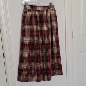 Talbots cotton midi skirt plaid pattern